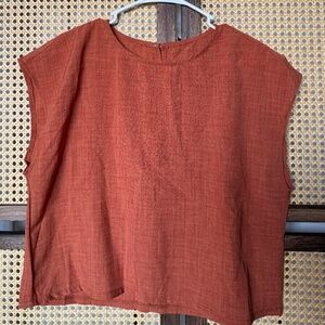 Orange SHEIN Flowy Cropped Sleeveless Top (XL)